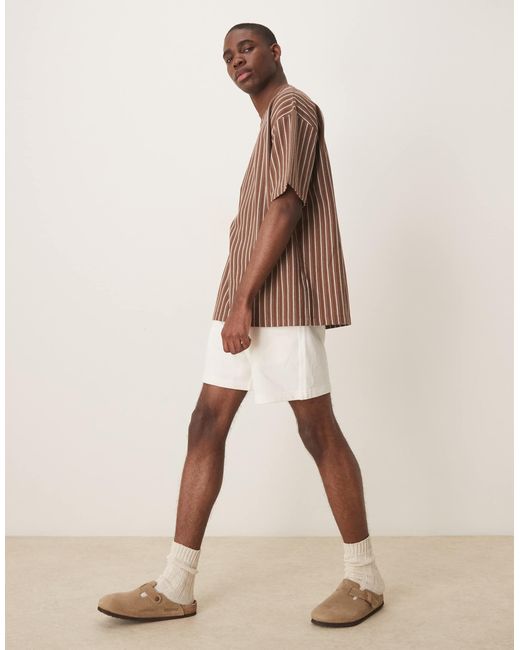 ASOS – oversize-t-shirt mit strukturiertem streifenmuster in Brown für Herren
