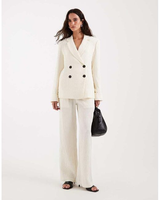 4th & Reckless Natural Textured Tailored Wide Leg Pants