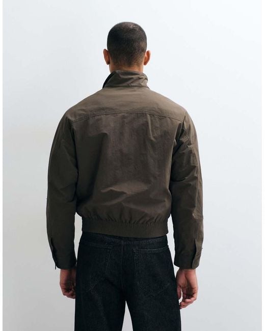 SELECTED Black High Neck Light Bomber Jacket for men
