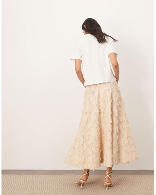 ARRANGE Natural Textural Floral Full Midi Skirt