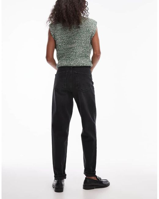 TOPSHOP Black Original Mom High Rise Jean