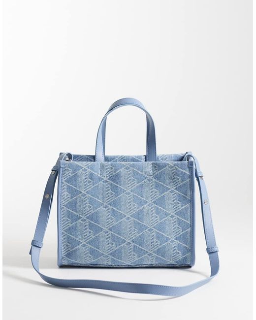 Lacoste Blue Monogram Denim Shopper Bag