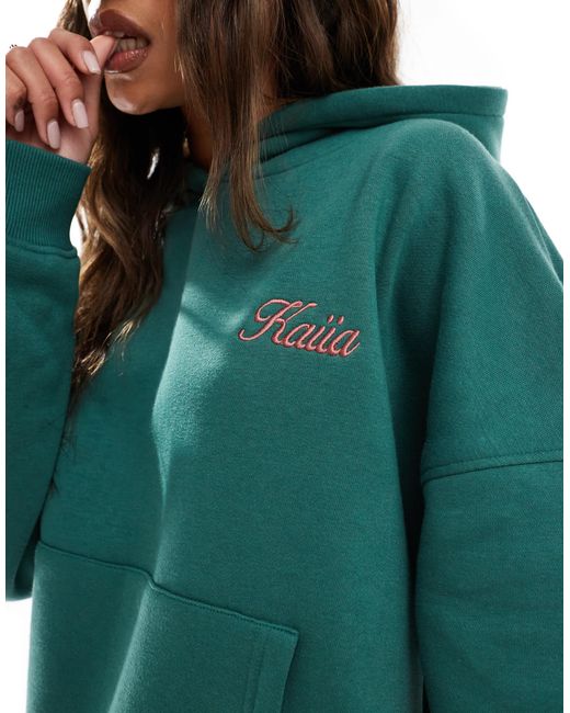 Kaiia Green Logo Oversized Hoodie Co-Ord