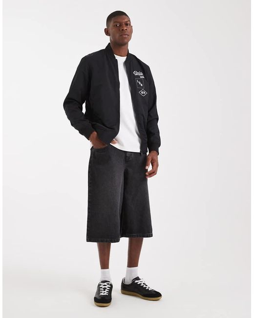 ASOS Blue Lightweight Bomber Jacket With Prints for men
