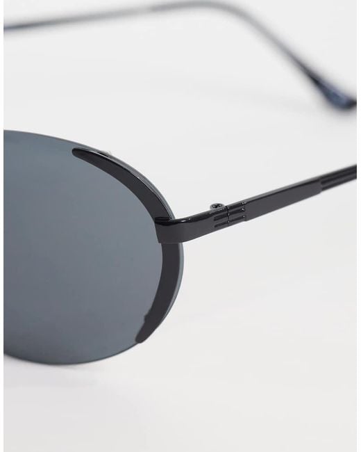 ASOS Blue Rimless Wrap Sunglasses