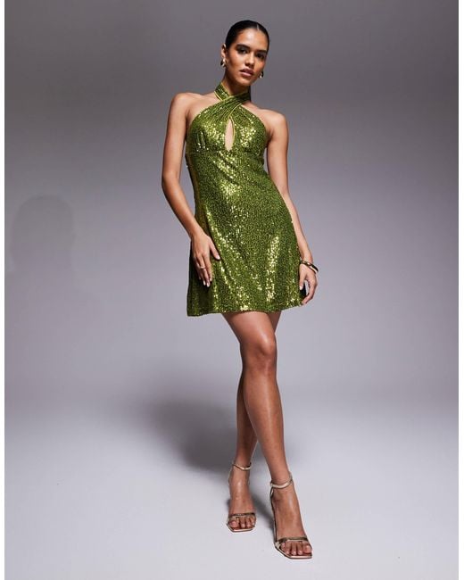 ASOS Women's Green All Over Sequin Mini Dress - www.desnorhaar.be
