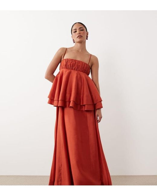 ASOS Red Asos Design Petite Double Layer Maxi Dress