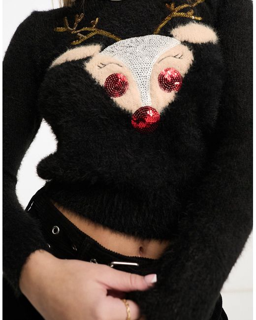 Brave Soul Reindeer Christmas Jumper in White Lyst UK
