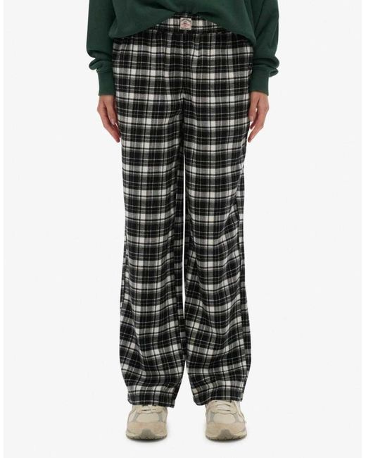 Superdry Green Cotton Check Elastic Trousers