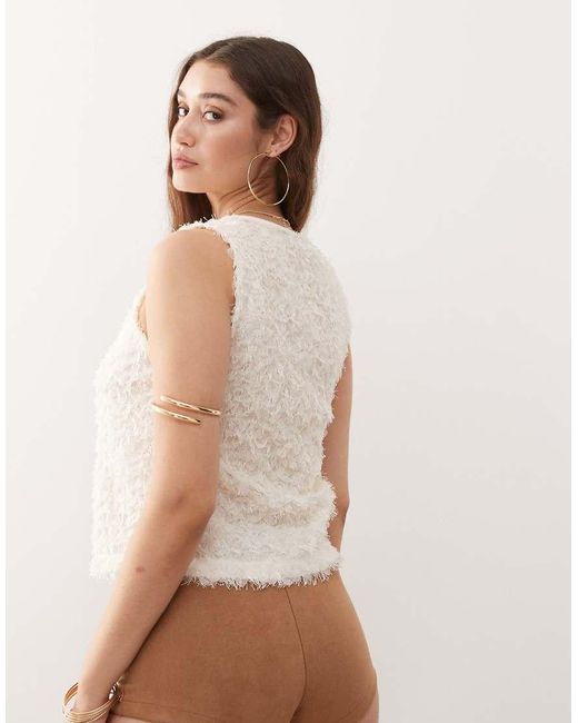 Miss Selfridge Natural Festival Ruffle Tie Front Waistcoat