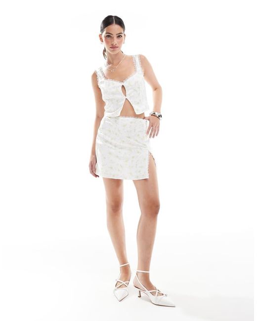 Collective The Label White Split Front Mini Skirt