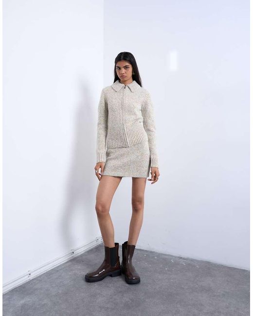 TOPSHOP White Knitted Twist Yarn Skirt