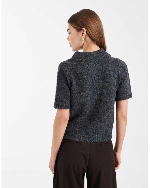 New Look Gray Knitted Polo T-shirt