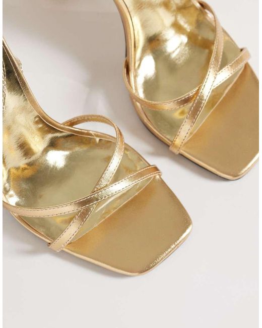 Kaiia White Exclusive 00s Strappy Heart Chain Detail Heeled Sandals