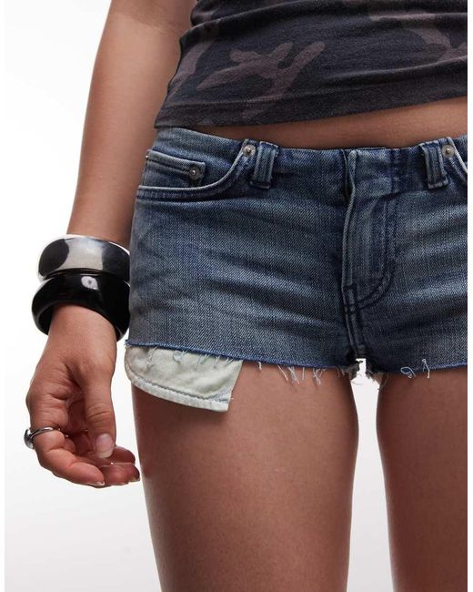Weekday Blue Super Short Denim Micro Shorts With Cutoff Waistband