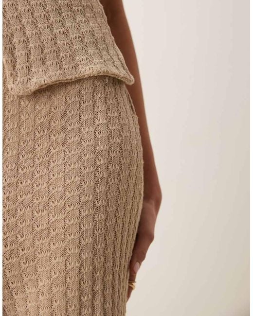 ASOS Semi-Doorschijnende Gebreide Broek Met Wijde Pijpen in het Natural