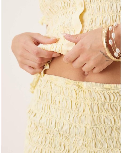 ASOS Natural Shirred Detail Micro Short Co-ord