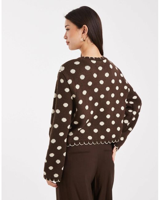 Miss Selfridge Brown – gepunktete strickjacke