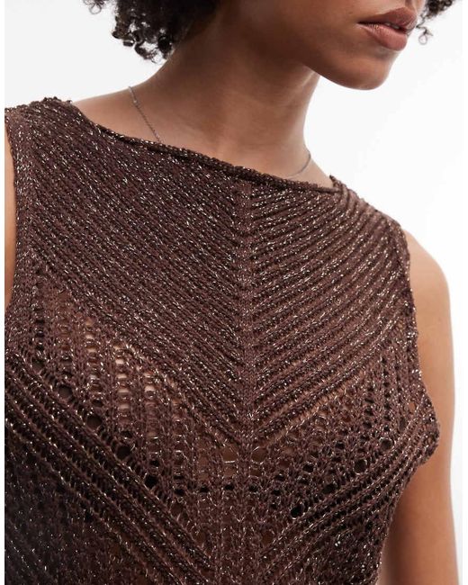 ASOS Brown Knitted Fringe Mini Beach Dress