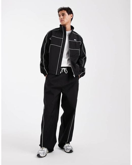 Tommy Hilfiger Black Theo Piping Detail Parachute Track Pants for men