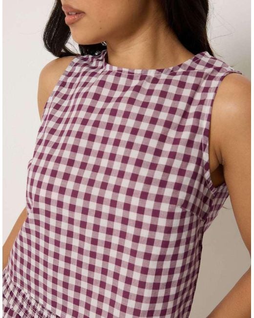 PixieGirl Purple Petite Cotton Gingham Top