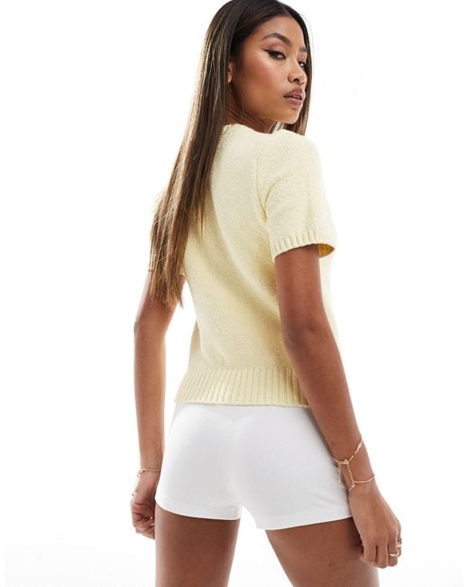 Abercrombie & Fitch White – strukturiertes strick-t-shirt