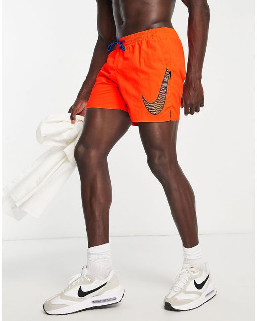 Nike Orange 5 Inch Swoosh Infill Shorts for men
