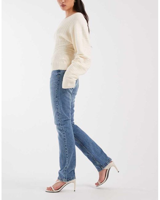 ASOS Blue High Waisted Slim Straight Jeans