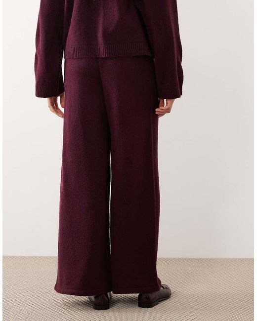 ASOS Red Fluffy Knitted Wide Leg Trousers Co-ord