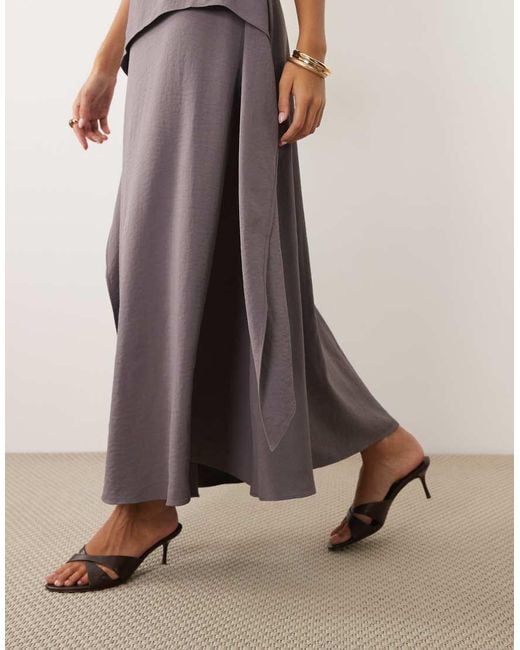 ASOS Gray Cowl Neck Double Layer Maxi Dress