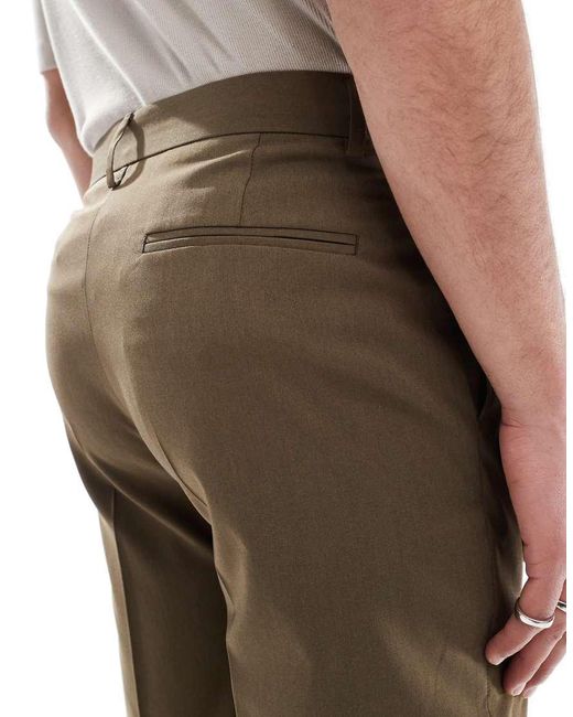 ASOS Natural Tapered Suit Trousers for men