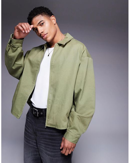 ASOS Green Boxy Harrington Jacket for men