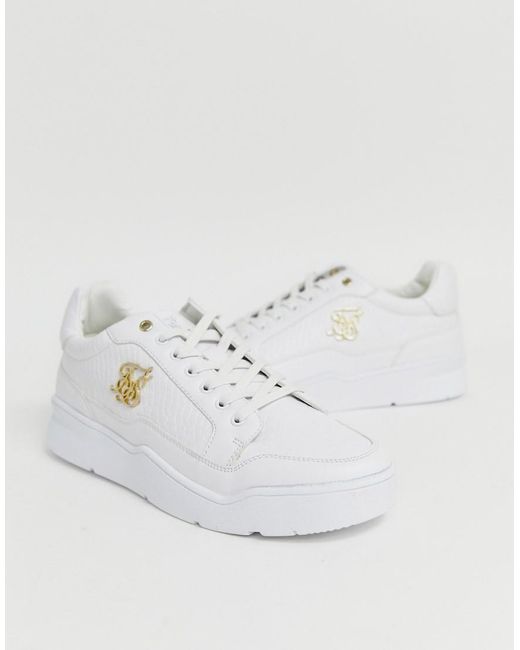 SIKSILK Trainers In White With Gold Logo for Men | Lyst