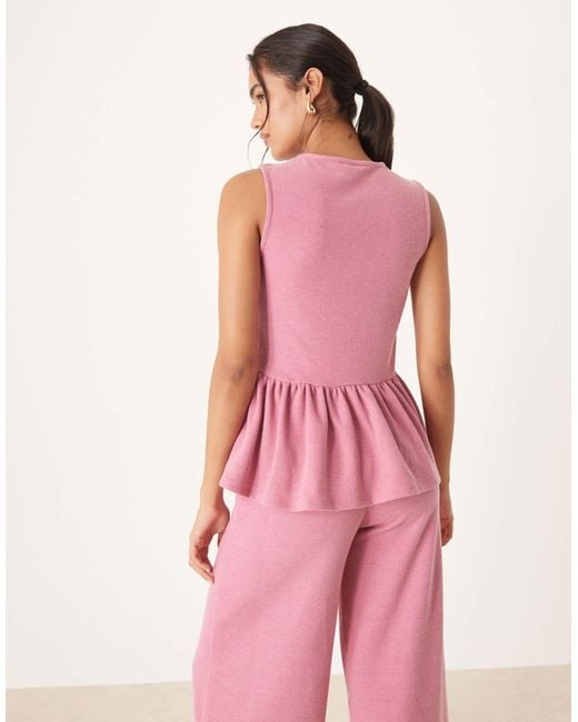 ASOS Pink Frill Hem Button Up Co-ord