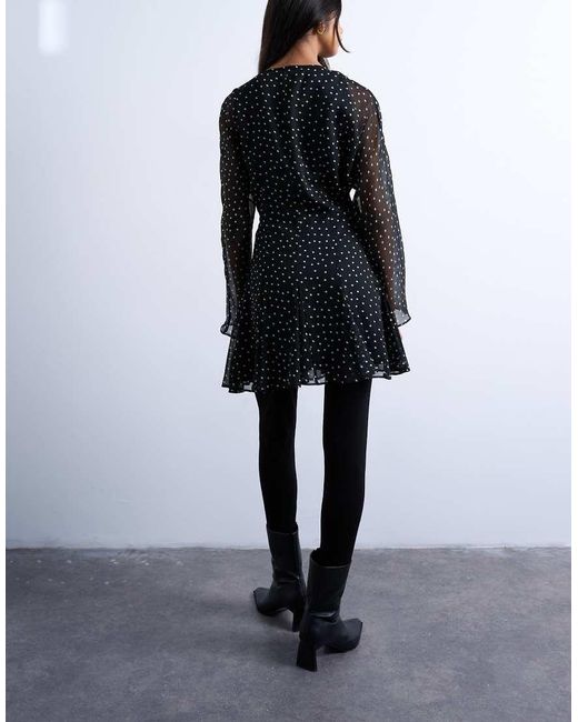 TOPSHOP Multicolor Longsleeve Lace Trim Mini Tea Dress