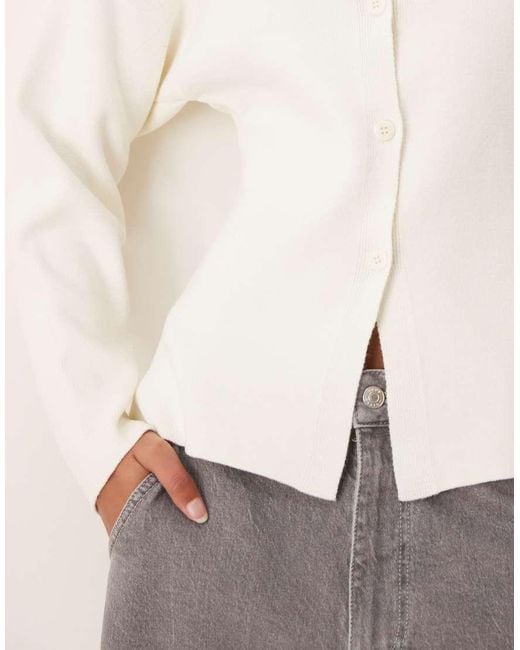ASOS Natural Knitted Structured Crew Neck Cardigan
