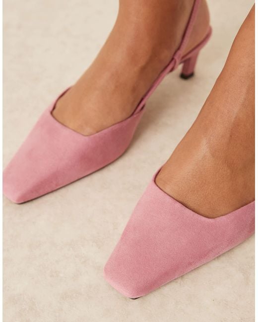 ASOS Pink Shadow Chisel Toe Slingback Mid Heel Shoes