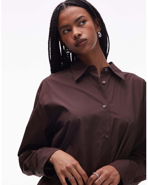 ARKET Brown Pure Cotton Maxi Shirt Dress With Side Splits