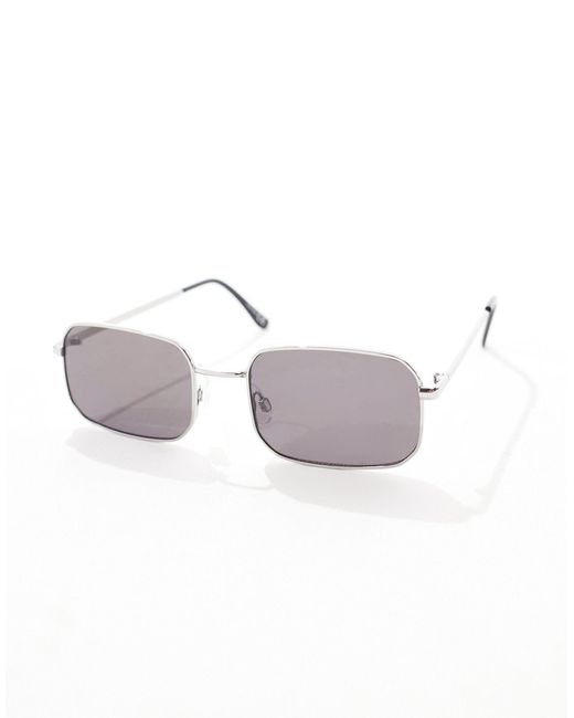 ASOS – rechteckige metall-sonnenbrille in Gray für Herren