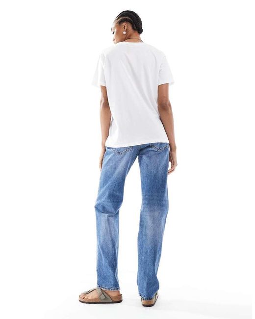 Stradivarius Blue Tall D03 Low Waisted Straight Leg Jean