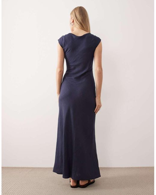 ASOS Blue Scoop Neck Bias Maxi Dress