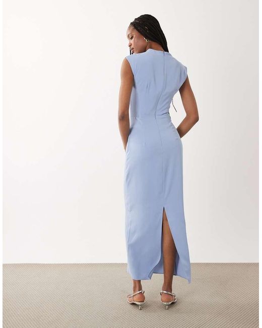 ASOS Blue Asos Design Tall Twist Neck Slinky Midi Dress