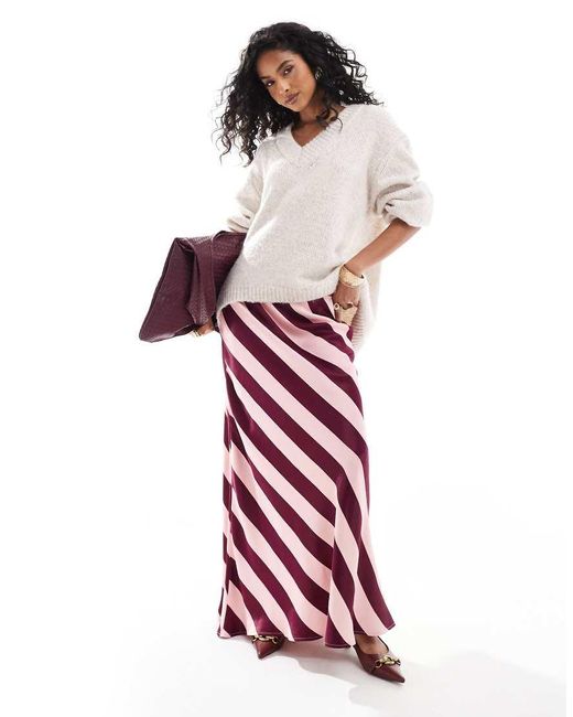 ASOS Red Satin Bias Maxi Skirt