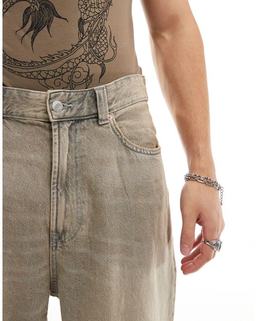 Bershka – superweite jeans in Natural für Herren
