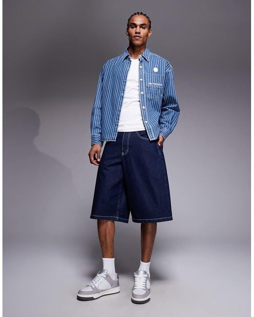 Aape By A Bathing Ape Blue Aape By A Bathing Ape Aape Now Denim Long Sleeve Shirt for men
