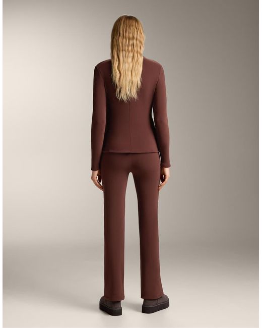 Oysho Brown Bootcut Seamless High Rise Super Extra Warm Trousers