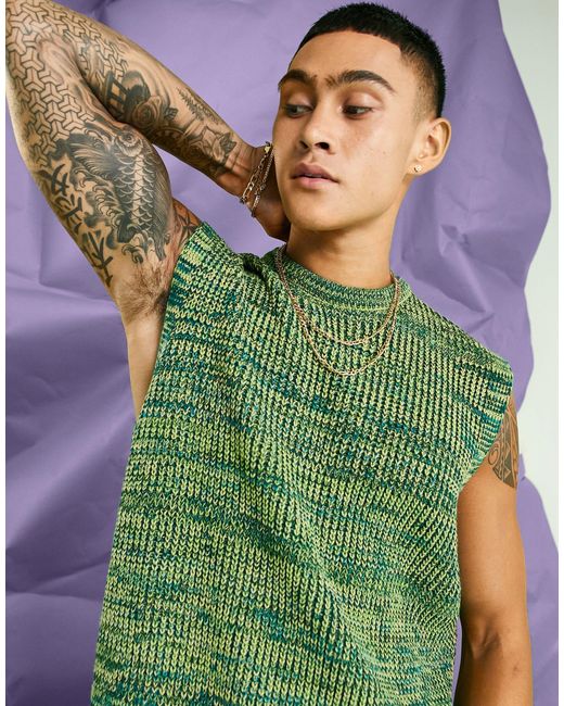 ASOS Knitted Rib Tank in Green for Men Lyst