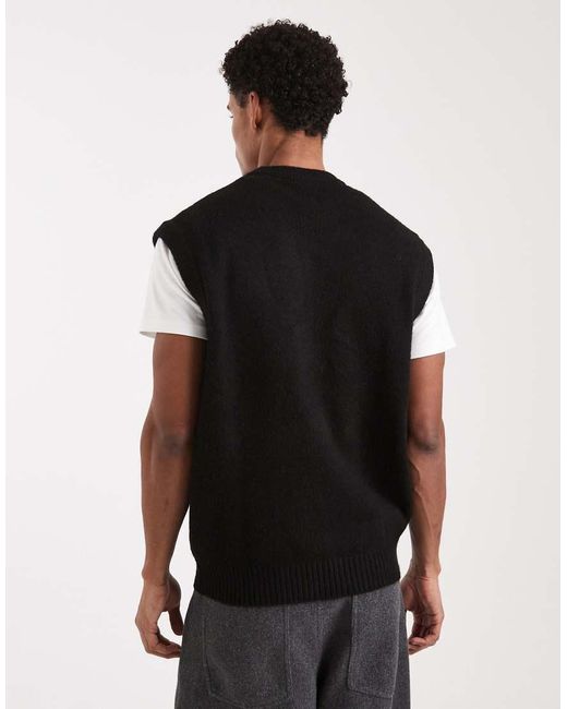 Jack & Jones Black Fluffy Knitted Vest for men