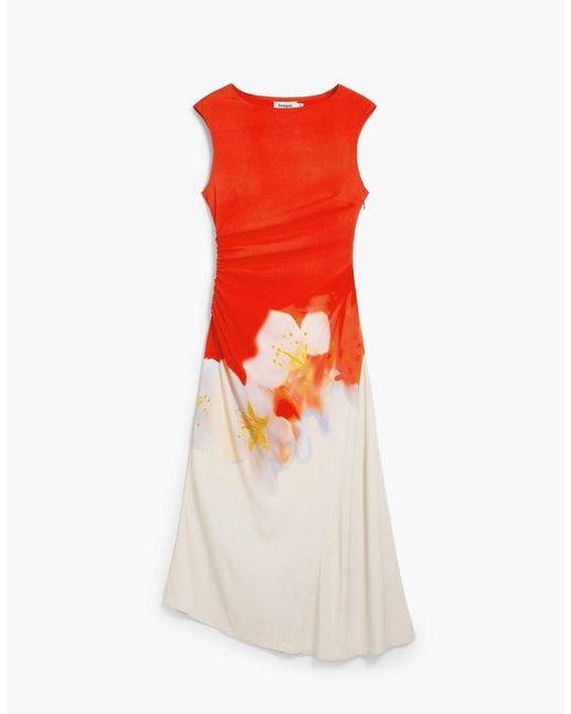Desigual Red Two-Tone Floral Dress