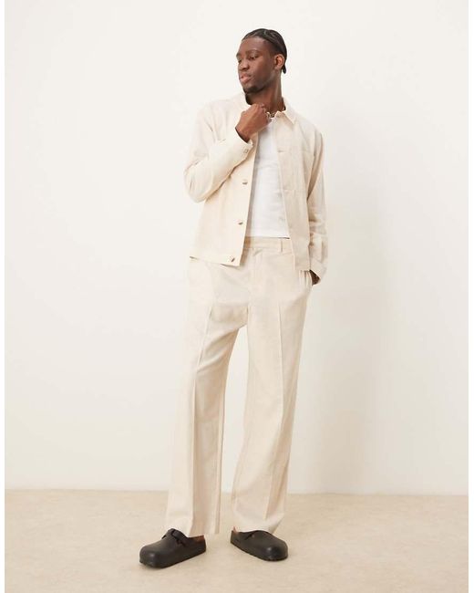 Pantaloni Eleganti A Fondo Ampio Con Vita Elasticizzata di ASOS in Natural da Uomo